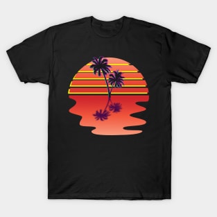 Dream Synthwave Inspired Palm Tree Sunset Design T-Shirt